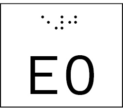 Taktile Handlaufbeschriftung, Layout: E + Stockwerk, mit Braille- und Pyramidenschrift, Aluminium, eloxiert