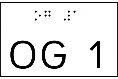 Taktile Handlaufbeschriftung, Layout: UG/OG, mit Braille- und Pyramidenschrift, Aluminium, eloxiert