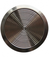 Noppe aus Edelstahl 35mm Durchmesser, mit Kreismuster auch auf Rand